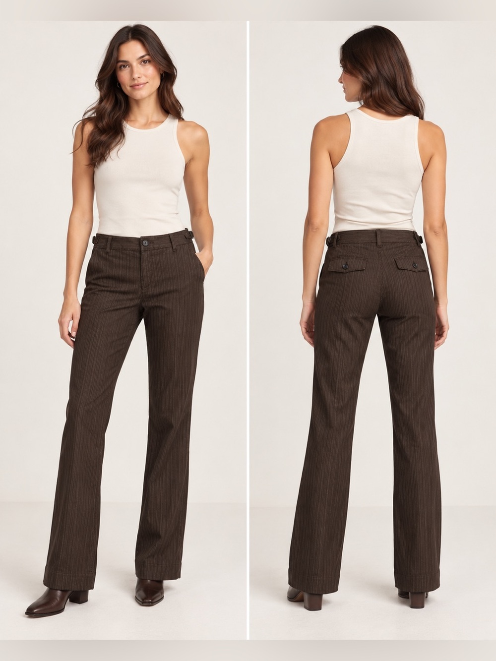 Banana Republic Brown Pinstripe Stretch Trousers Size 2